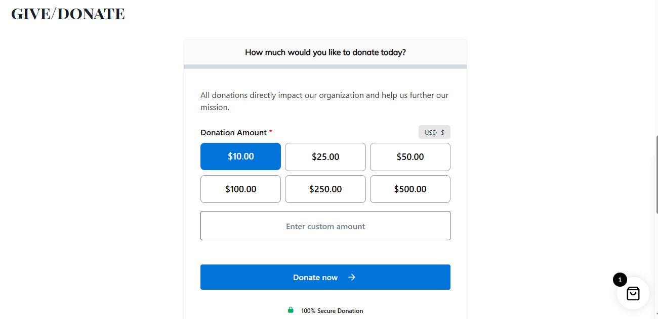 Donate page